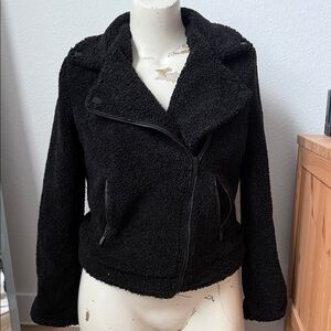 Sanctuary Black Faux Sherpa Moto Jacket - Women Size Small
